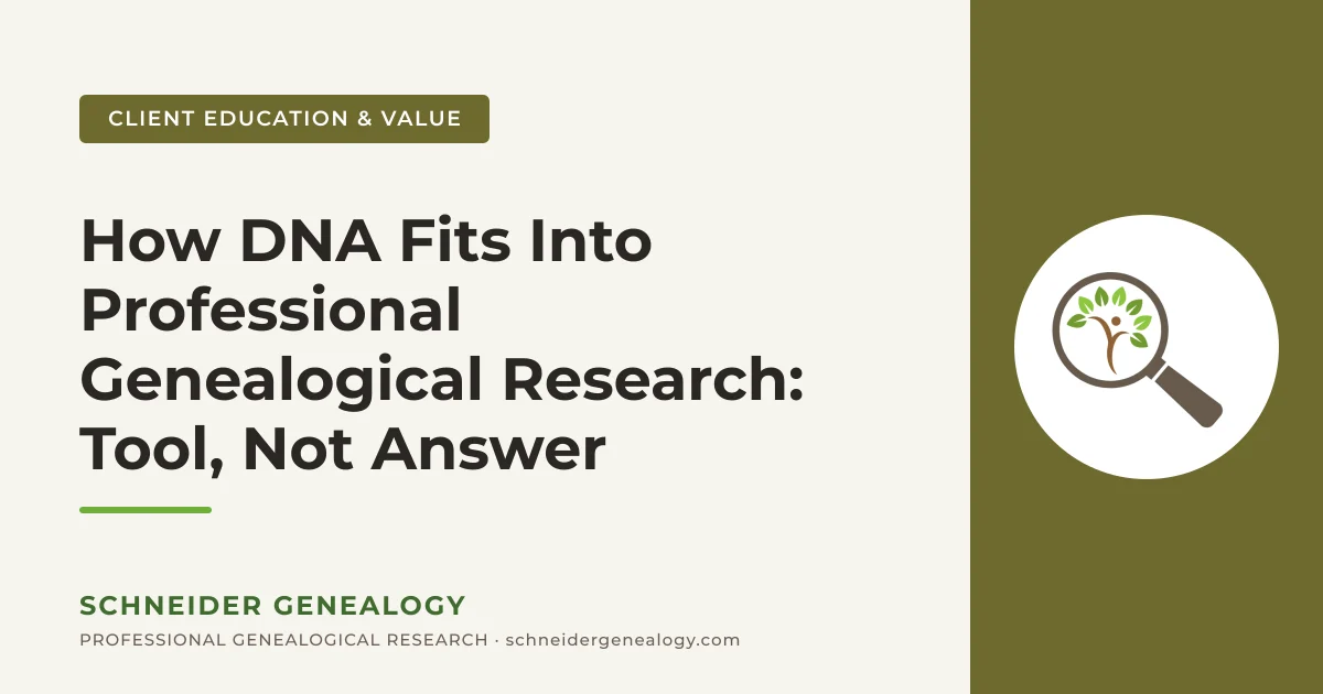 How DNA Fits Into Professional Genealogical Research: Tool, Not Answer - Schneider Genealogy