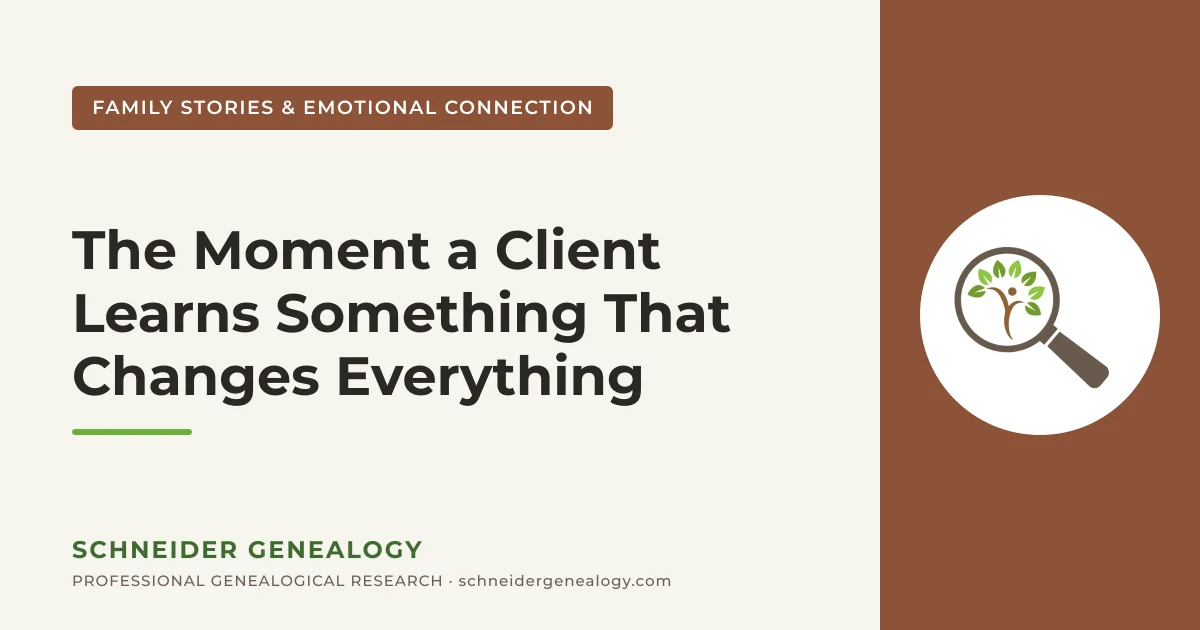 The Moment a Client Learns Something That Changes Everything - Schneider Genealogy