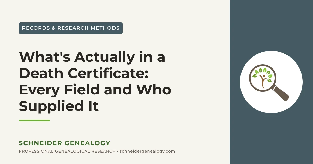 What's Actually in a Death Certificate: Every Field and Who Supplied It - Schneider Genealogy